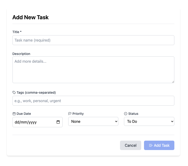 Add Task Screen